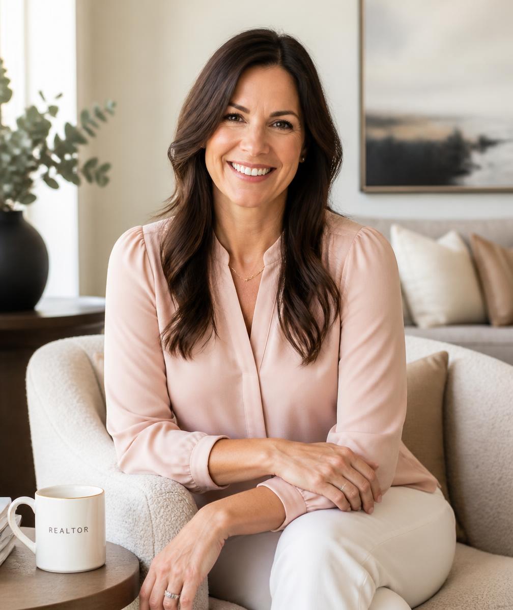 Mama, the realtor behind Mama Moves Realty, smiling in a bright living room